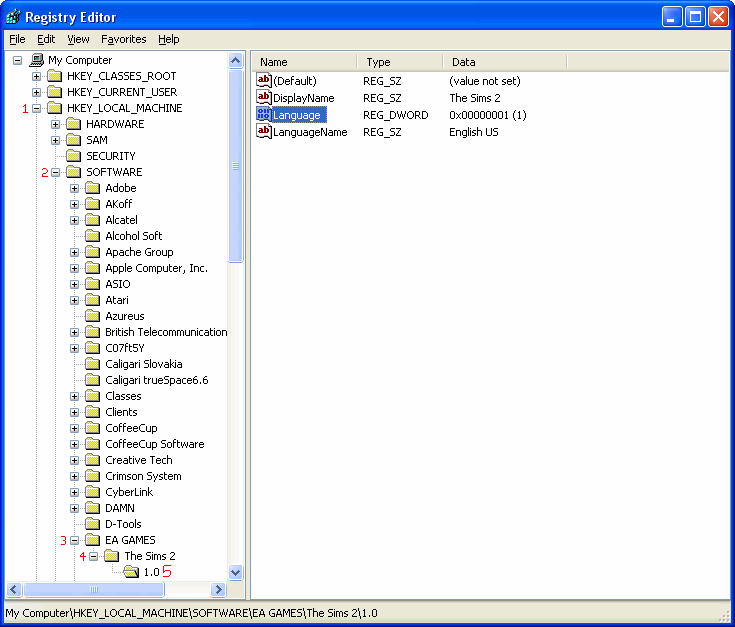 how to make the language english in the sims game