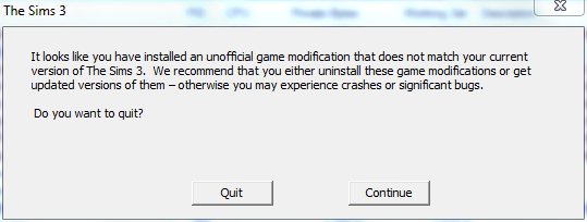 Mod The Sims Game Help Ts3 Unofficial Modification Error